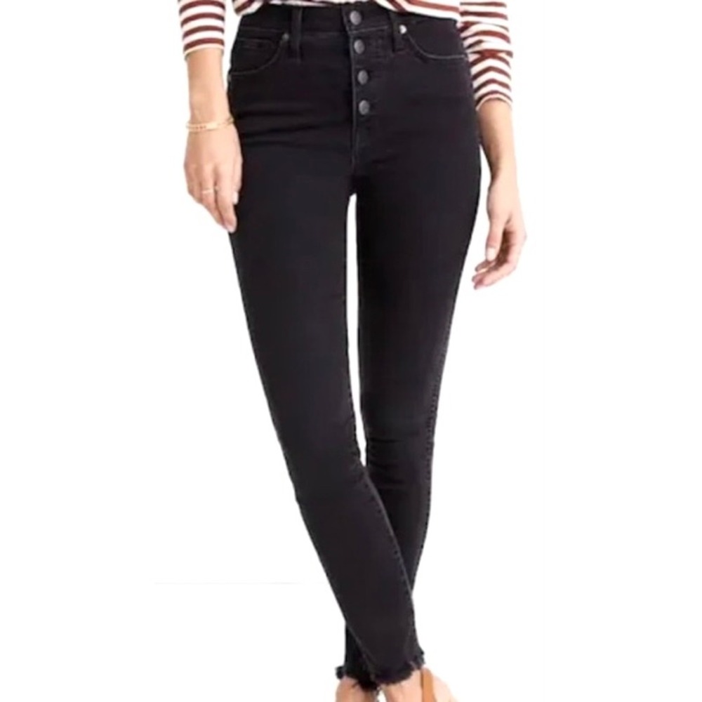 Madewell Jeans 9 High-Rise Skinny  Black Button Fly Raw Hem‎ Size 27